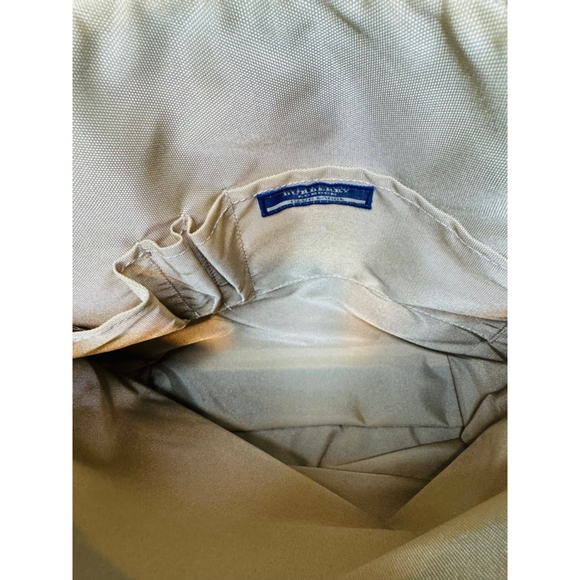 Authentic Burberry Blue Label Beige Canvas Tote Bag with Brown Leather Trim - Picture 6 of 7